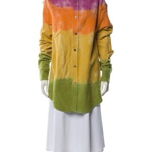 Elder Statesman Tie-Dye Button-Up Shirt Sweater